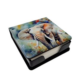 Elephant  Leather Note Paper Holder with Artist-Designed Cover, Desk Accessory, Office Gift (Default: Default)