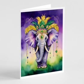 Elephant King of Mardi Gras Greeting Cards Pack of 8 Blank Cards with Envelopes Whimsical A7 Size 5x7 Blank Note Cards (Default: Default)