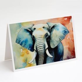 Elephant Greeting Cards Pack of 8 Blank Cards with Envelopes Whimsical A7 Size 5x7 Blank Note Cards (Default: Default)