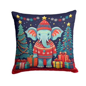 Elephant Christmas Throw Pillow Machine Washable, Indoor Outdoor Decorative Pillow for Couch, Bed or Patio, 14Hx14W (Default: Default)