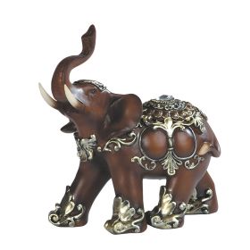 6"H Decorative Wood Like Elephant Figurine Home Decor Gift, Collectible (Model: GSC7888098)