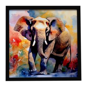 Elephant Framed Metal Print Ready to Hang, Square, 8X8 (Default: Default)