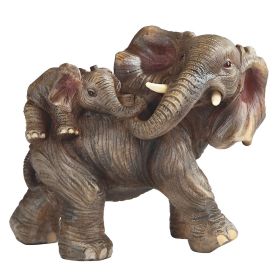 5.75"W Realistic Lifelike Elephant Playing with Calf Figurine Home Decor Gift, Collectible (Model: GSC7854524)