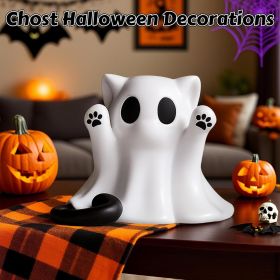 Halloween Ghost Figurine, Spooky Resin Ghost Statue, Cute Ghost Halloween Decoration (Color: Cat Ghost)
