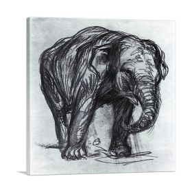 Elephant 1907, Beautiful Canvas Print in various sizes (Type: Standard Framed Canvas Print, size: 12" x 12" / 30cm x 30cm (approx))