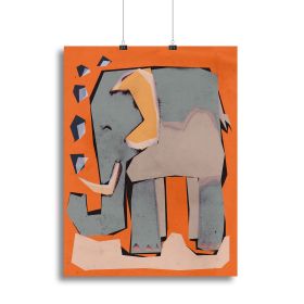 Happy Elephant Canvas Print or Poster, Various Sizes (Type: Standard Framed Canvas Print, size: 24" x 16" / 60cm x 40cm approx)