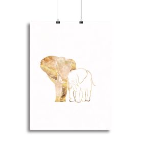 White Gold Elephants Canvas Print or Poster, Various Sizes (Type: Standard Framed Canvas Print, size: 24" x 16" / 60cm x 40cm approx)