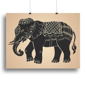 Black elephant, embellished art,  Canvas Print or Poster (Type: Standard Framed Canvas Print, size: 28" x 20" / 70cm x 50cm (approx))