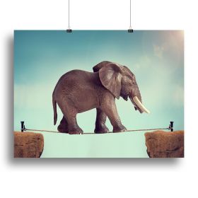 Elephant on a tightrope Canvas Print or Poster, various sizes (Type: Poster Print, size: 12" x 8" / 30cm x 20cm (approx))