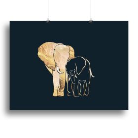 Black Gold Elephants 1 Canvas Print or Poster (Type: Poster Print, size: 32" x 24" / 80cm x 60cm approx)