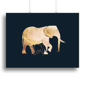 Black gold elephants 2 Canvas Print or Poster (Type: Standard Framed Canvas Print, size: 40" x 26" / 100cm x 65cm approx)