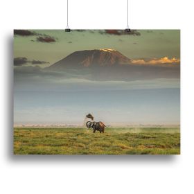 An Elephant Playing In The Dirt Canvas Print or Poster (Type: Standard Framed Canvas Print, size: 16" x 12" / 42cm x 30cm (approx))