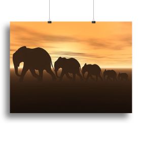 Elephants on Canvas Print or Poster, various sizes (Type: Standard Framed Canvas Print, size: 32" x 24" / 80cm x 60cm (approx))