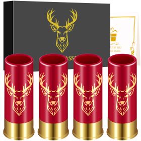 4 pc, Deer Head Bullet Shot Glass, 1.5 Oz,  Plastic Bullet Cup, Suitable For Whiskey, Cocktails, And Wine, Perfect For Bars, Parties, & Gifts (Option: Red XJB0107)