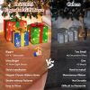 Large Outdoor Christmas Gift Boxes, 10" 8" 6"  Mini String Lights, 3 Pieces