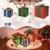 Large Outdoor Christmas Gift Boxes, 10" 8" 6"  Mini String Lights, 3 Pieces