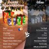 Large Outdoor Christmas Gift Boxes, 10" 8" 6"  Mini String Lights, 3 Pieces