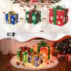 Large Outdoor Christmas Gift Boxes, 10" 8" 6"  Mini String Lights, 3 Pieces