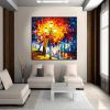 Modern Hand Painted Abstract Painting With Blue And Gold Texture