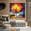 Modern Hand Painted Abstract Painting With Blue And Gold Texture