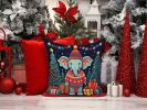 Elephant Christmas Throw Pillow, 18Hx18W