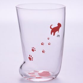 Glass Tumbler, multiple choices Cute Cat Paws, Tiger Paws, Cow hoof (Option: Dog)