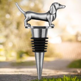 A Dachshund-shaped Red Wine Stopper, A Household Wine Champagne Stopper, Suitable For Men And Women's Gift (Option: Dark Silver HJS1806)