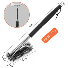 1 Set BBQ Grill Cleaning Brush Stainless Steel Barbecue Cleaner With 18 in Handle, Stiff Wire Bristles For Grill Cooking Grates (Option: 1Pc Silver Black)