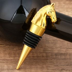 Horse Head Wine Bottle Stopper, Animal-shaped Wine Stopper For Preserving Wine, A Kitchen Storage Gift, A Gift (Option: Golden HJS0409)