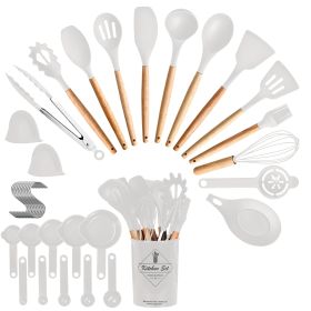 35 Pcs Kitchen Cooking Utensils Set, Spatulas, Baking Utensils, Spoons, measuring cups, etc., 4 Colors Options (Color: White)
